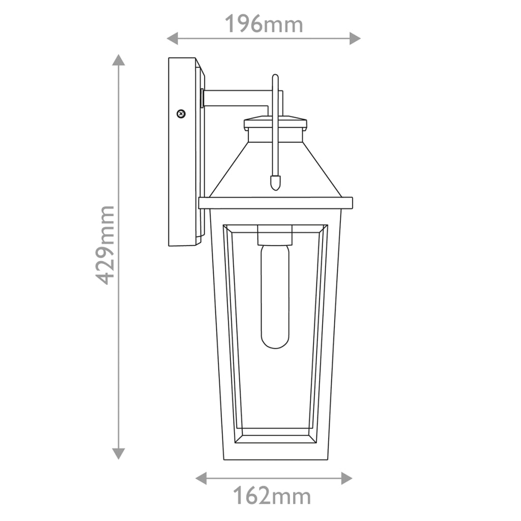 Applique esterna lanterna classica nera ottone E27 40W IP44