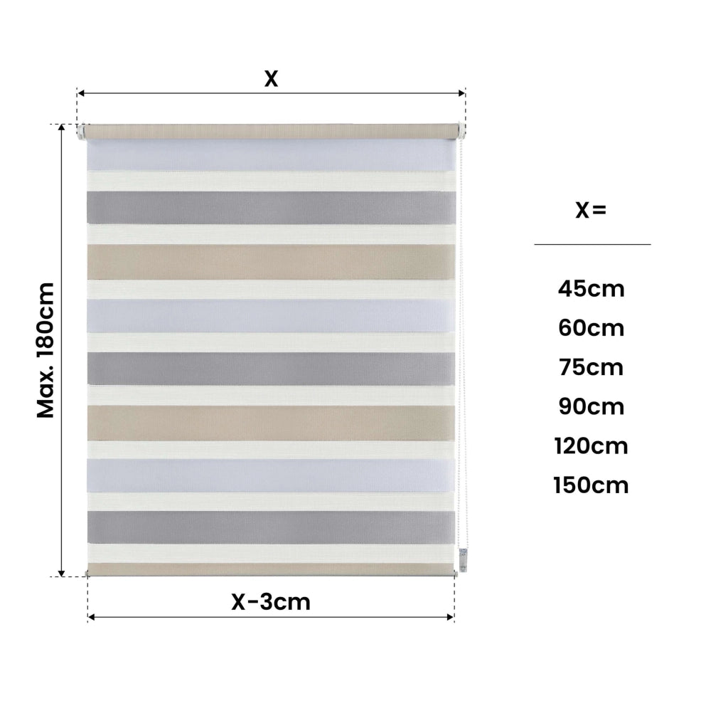 Tenda a Rullo giorno / notte installazione senza foratura EasyFix Bianco-grigio-beige 60x180 cm