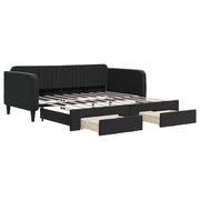 Divano letto | Sof¨¤ letto | Letto singolo Estraibile con Cassetti Nero 90x190 cm in Velluto