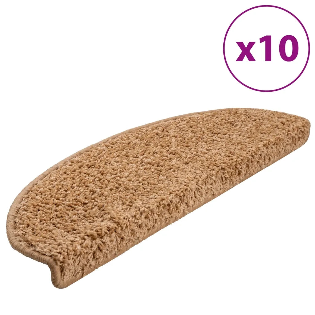 Tappetini per scale 10 pz 65x21x4 cm Beige Semicircolari Grandi 149803