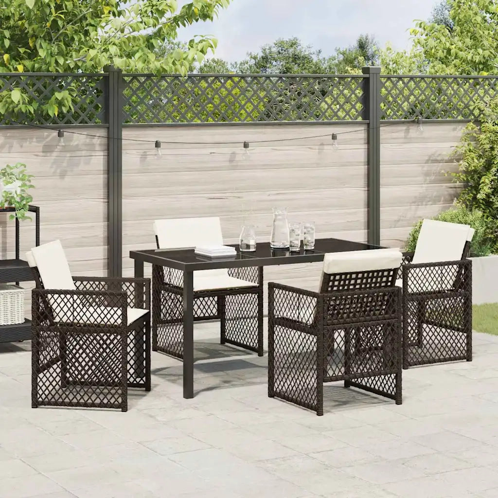 Set da Pranzo per Giardino 5 pcs Marrone polyrattan