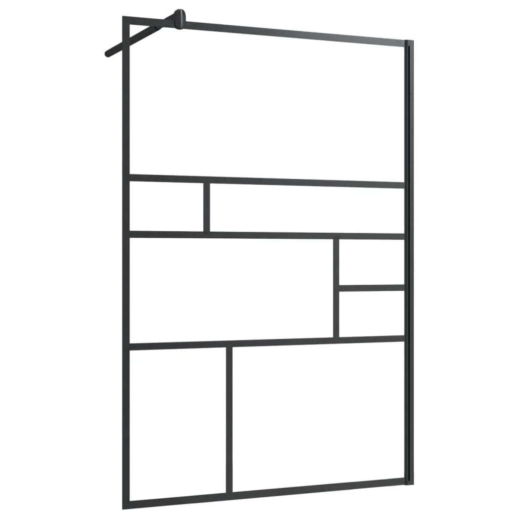 Parete doccia in vetro divisorio per vasca accessorio per bagno box doccia arredamento per la casa ESG trasparente 115 x 195 cm nero 02_0002143