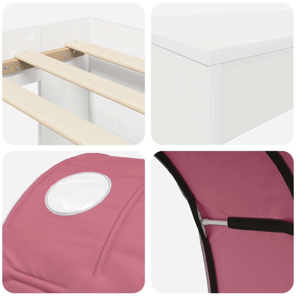 Letto con Tunnel 3 pz Bianco e Rosa Legno ingegnerizzato 3423668