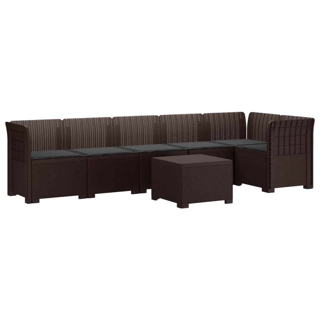 Divano da Giardino 6 Posti con Cuscini Aspetto Rattan PP 3444111