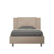 BS COM Letto una piazza e mezza senza rete imbottito 120x210 similpelle tortora
