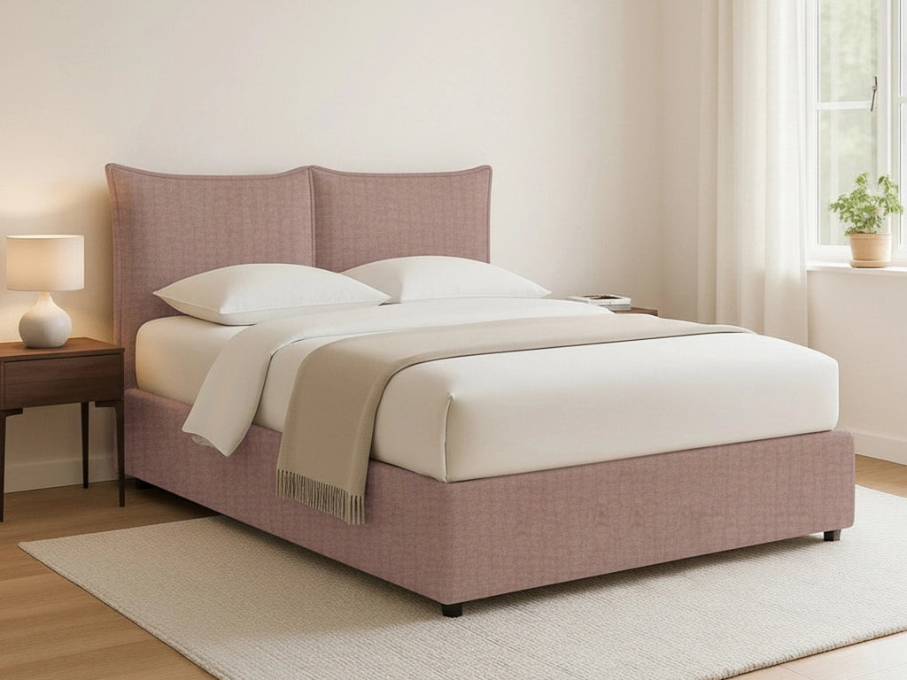 Malton, Letto Piazza e Mezza Sfoderabile Made in Italy, Rosa Antico