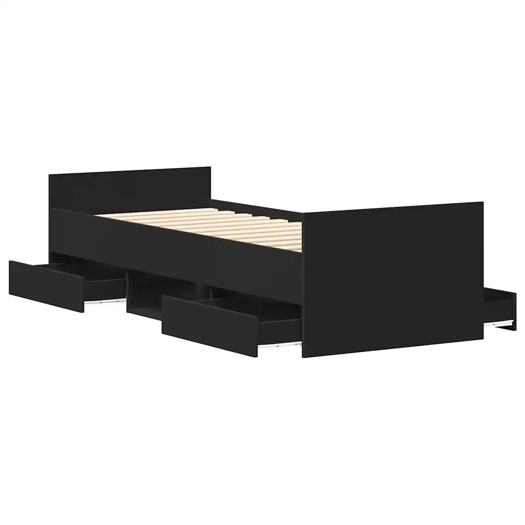 Giroletto con Testiera e Pediera Nero 90x200 cm 3203804