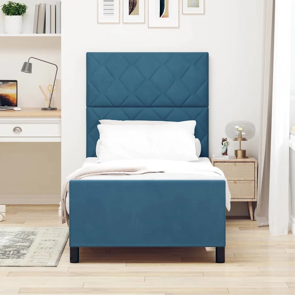 Letto a molle con testiera Blu Scuro 90 x 190 cm Velluto 3344979
