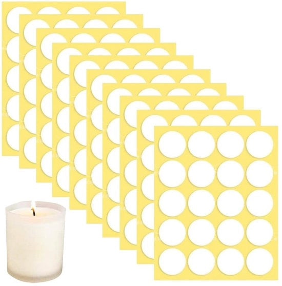 Sticker per candela 200 pezzi - Resistenti al calore - Stickers a doppia faccia - Buona aderenza - Accessori per candele DIY - Facili da utilizzare - Materiale di alta qualità