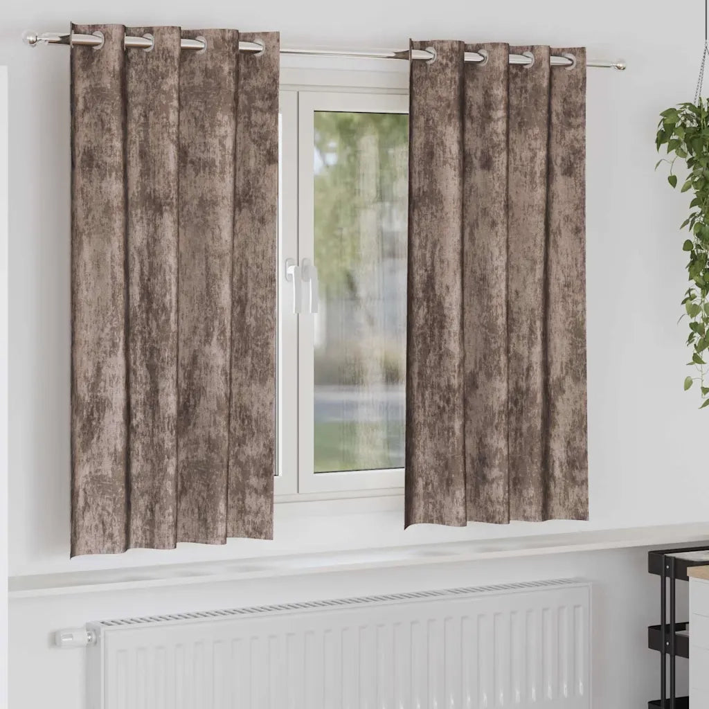 Tende in Velluto 2 pz Cappuccino 175 x 140 cm Velluto
