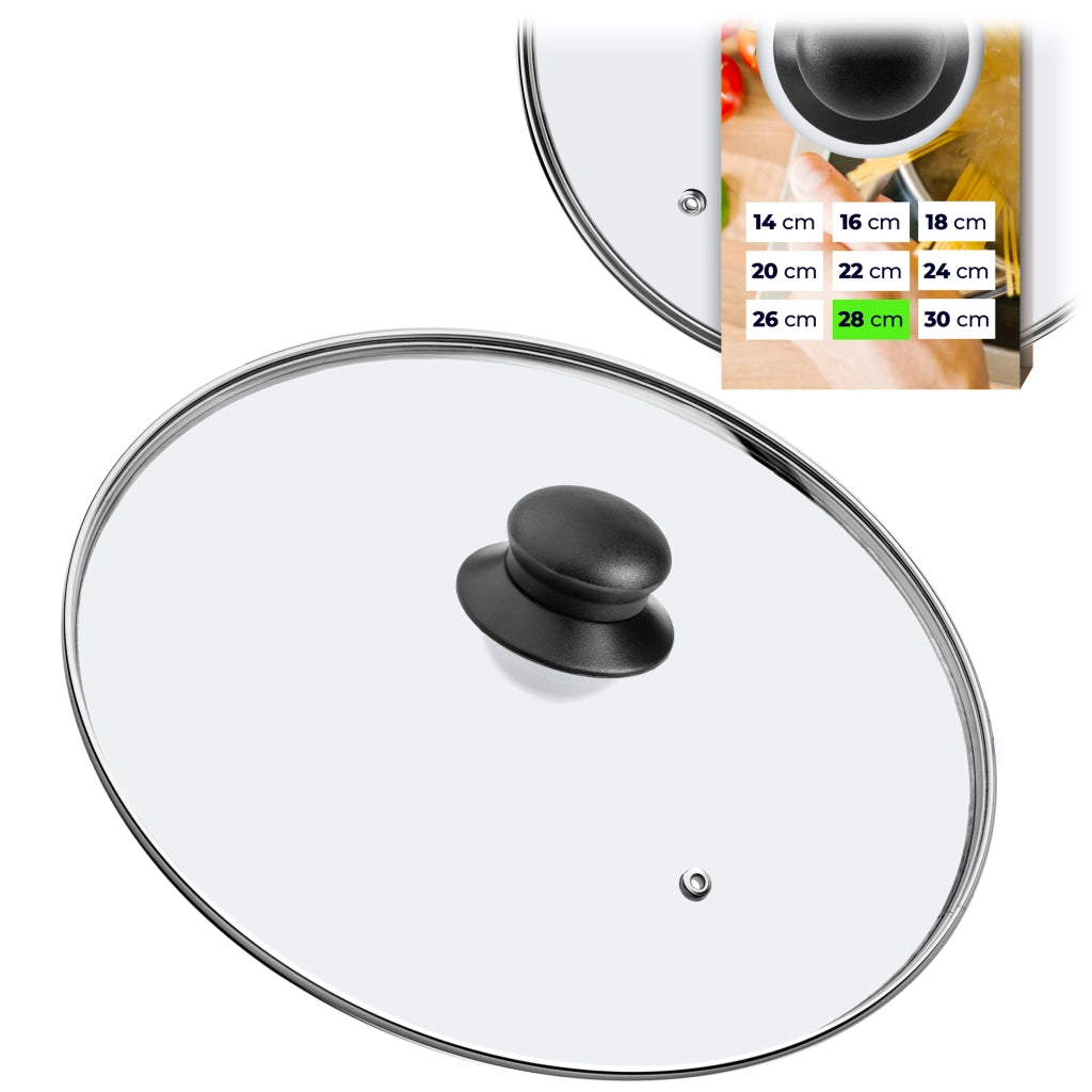 Set di coperchi in vetro KADAX da 24+28 cm, resistenti al calore, per pentole e padelle.