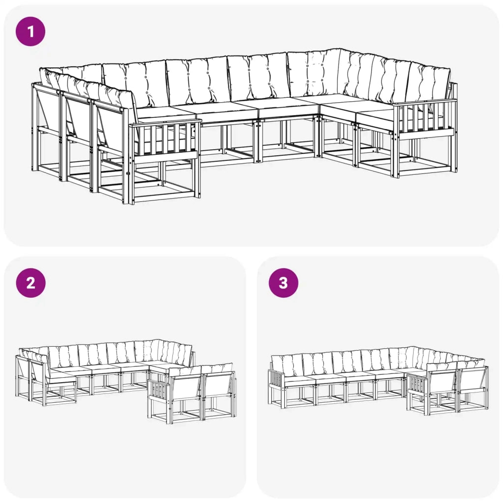Set di divani da esterno con cuscino 9 pcs Bianco e Crema 3389856