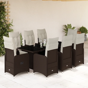 Set Bistrò da Giardino 9 pz con Cuscini in Polyrattan Marrone 3277074