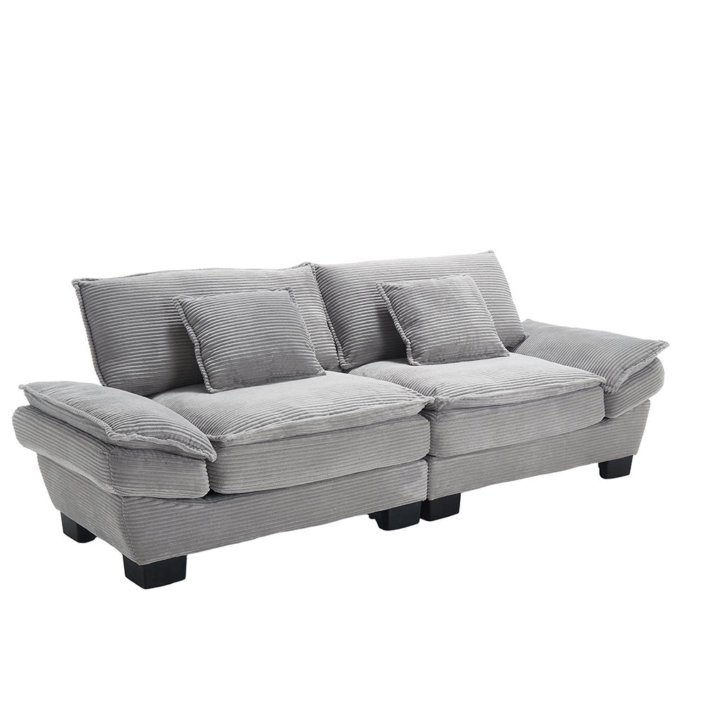 Divano letto doppio - Xylo - Con molle, cuscino incluso, grigio chiaro