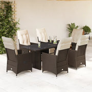 Set Bistrò da Giardino 7 pz con Cuscini in Polyrattan Marrone 3276921