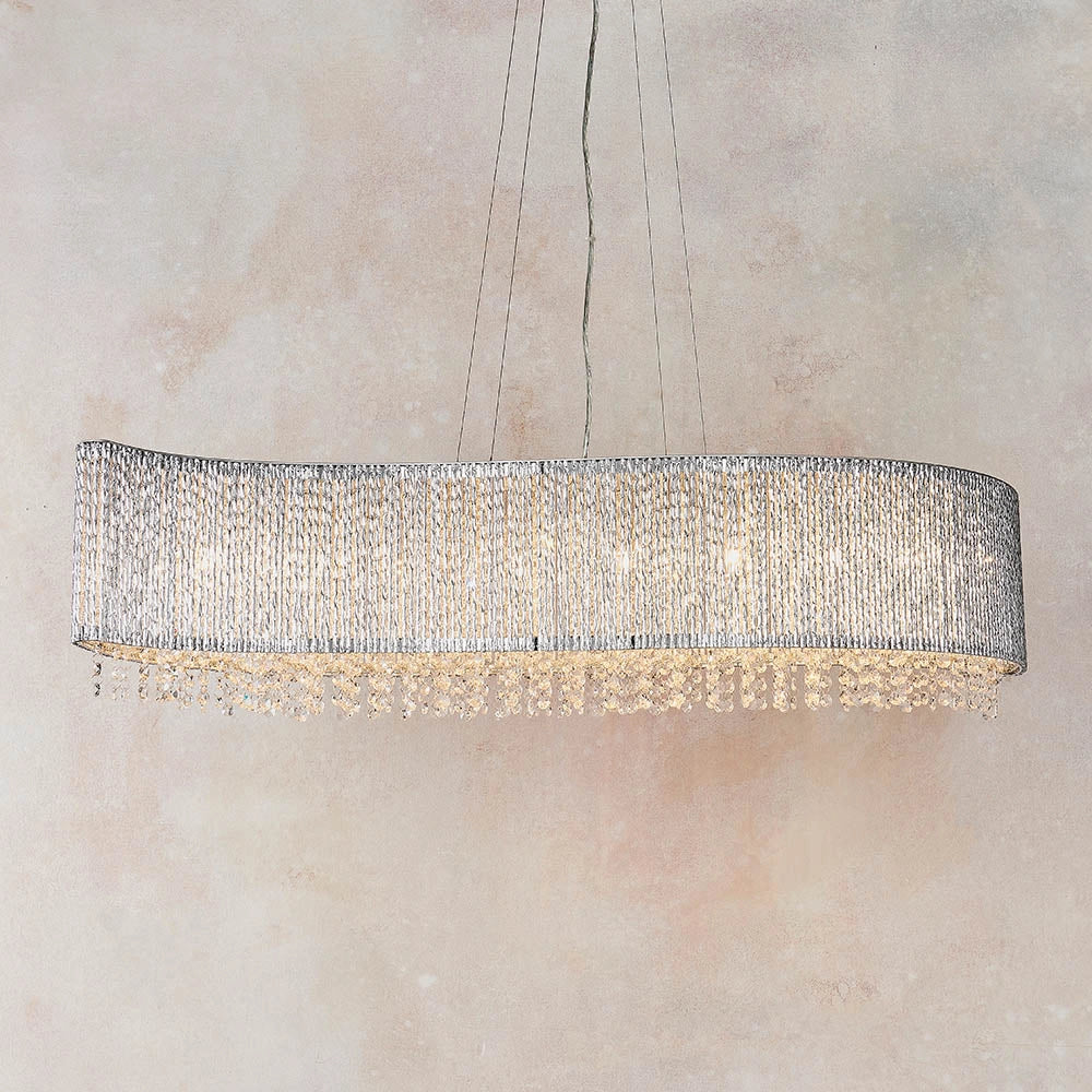 Lampada sospensione glamour cromata onda 8xG9 Galina