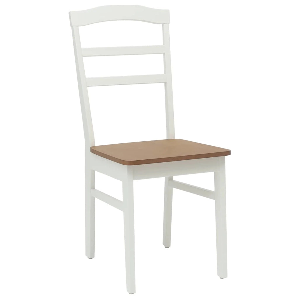Sedia da pranzo 2 pcs Bianco e Naturale Legno di gomma solido