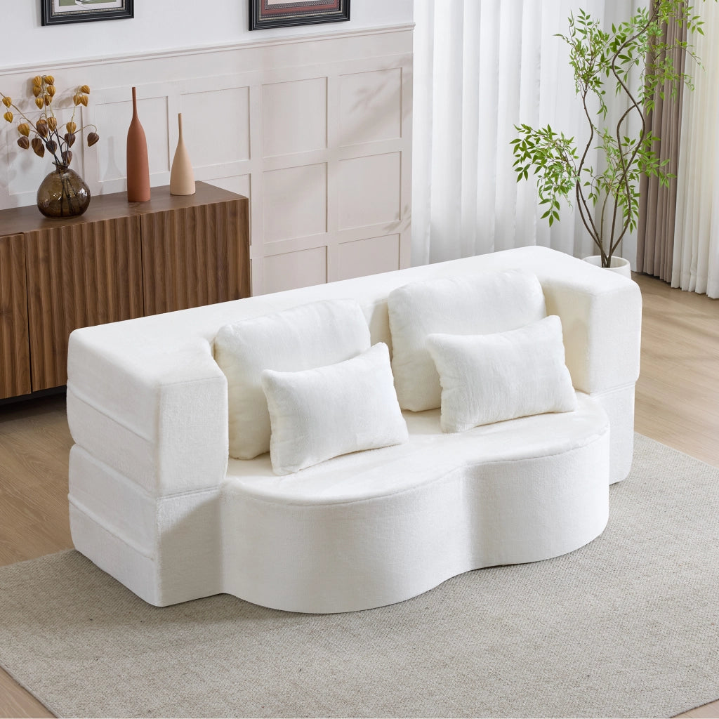DIVANO MODULARE BIANCO 36 x 36 x 143 cm in schiuma e molle