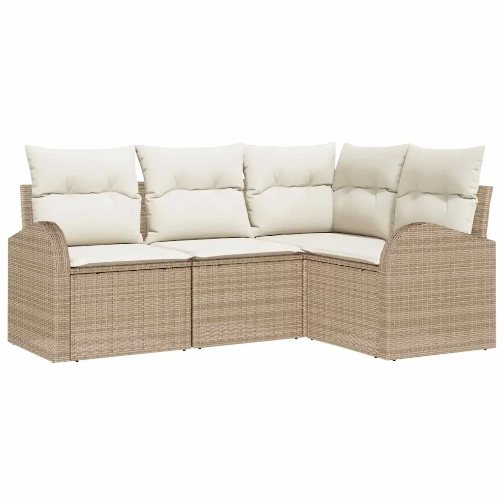 Set Divano da Giardino 4 pcs Beige polyrattan 3346021