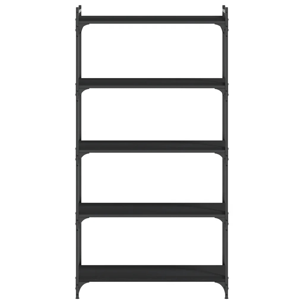 Libreria a 5 Ripiani Nera 80x30x154 cm in Legno Multistrato 837677