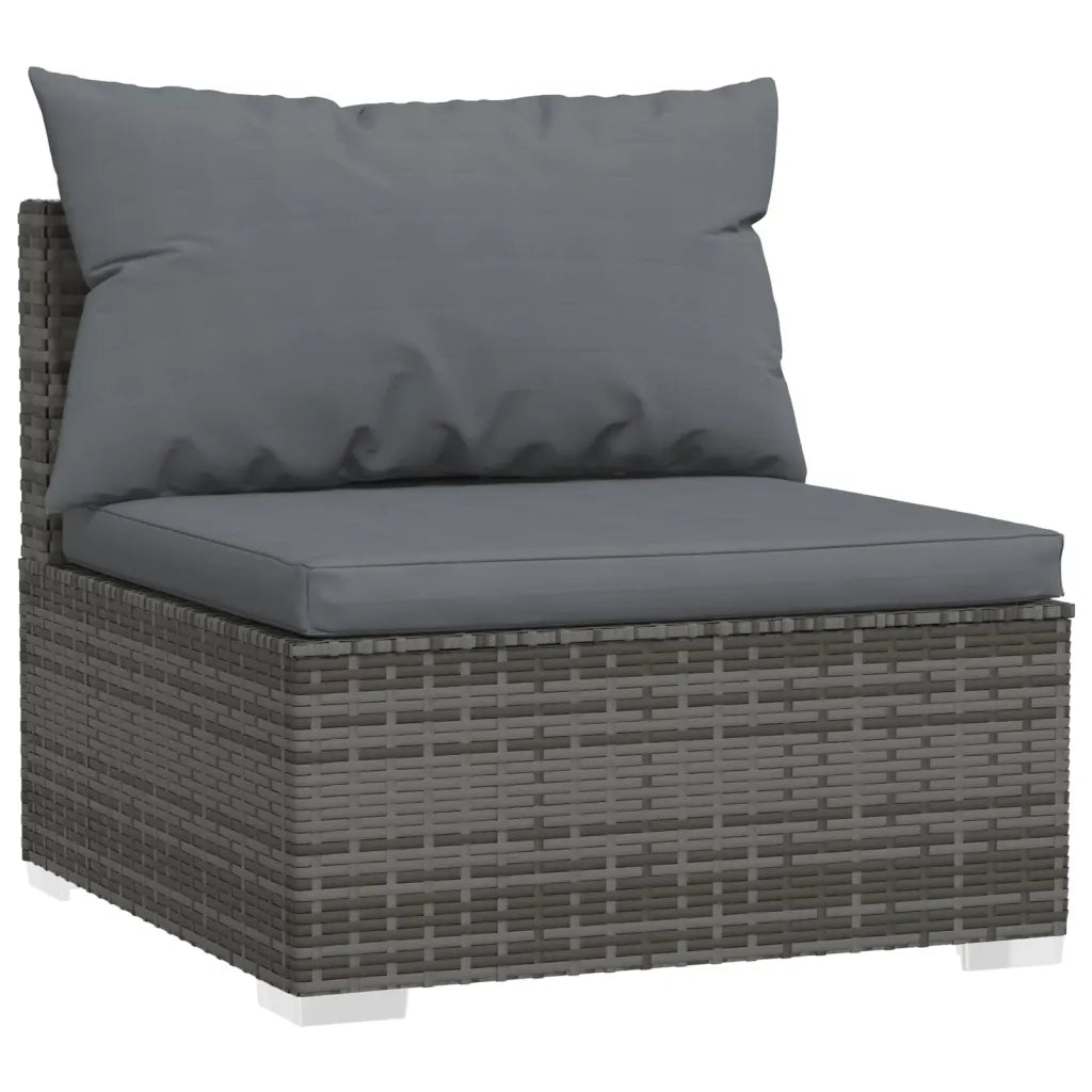 Set Divani da Giardino 5 pz con Cuscini in Polyrattan Grigio 3102189