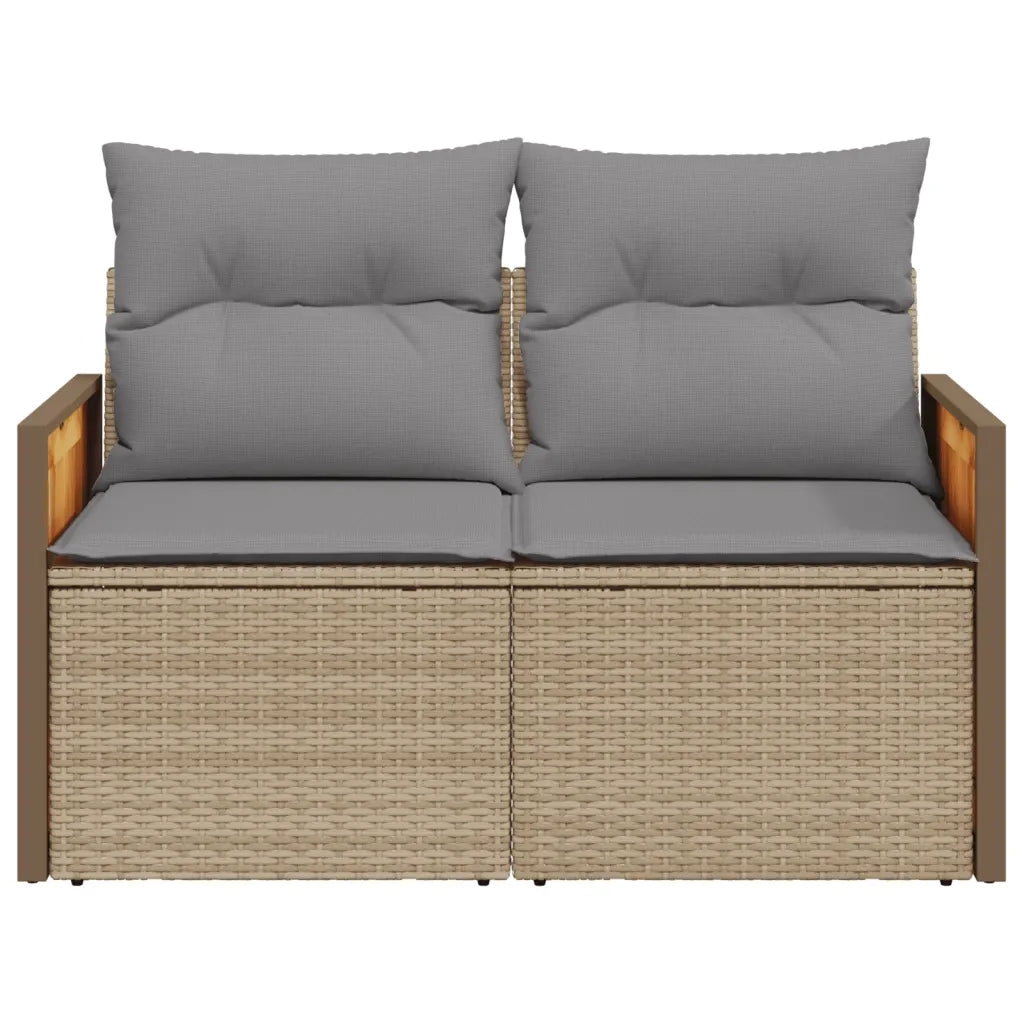 Divano da Giardino con Cuscini a 2 Posti Beige in Polyrattan 366111