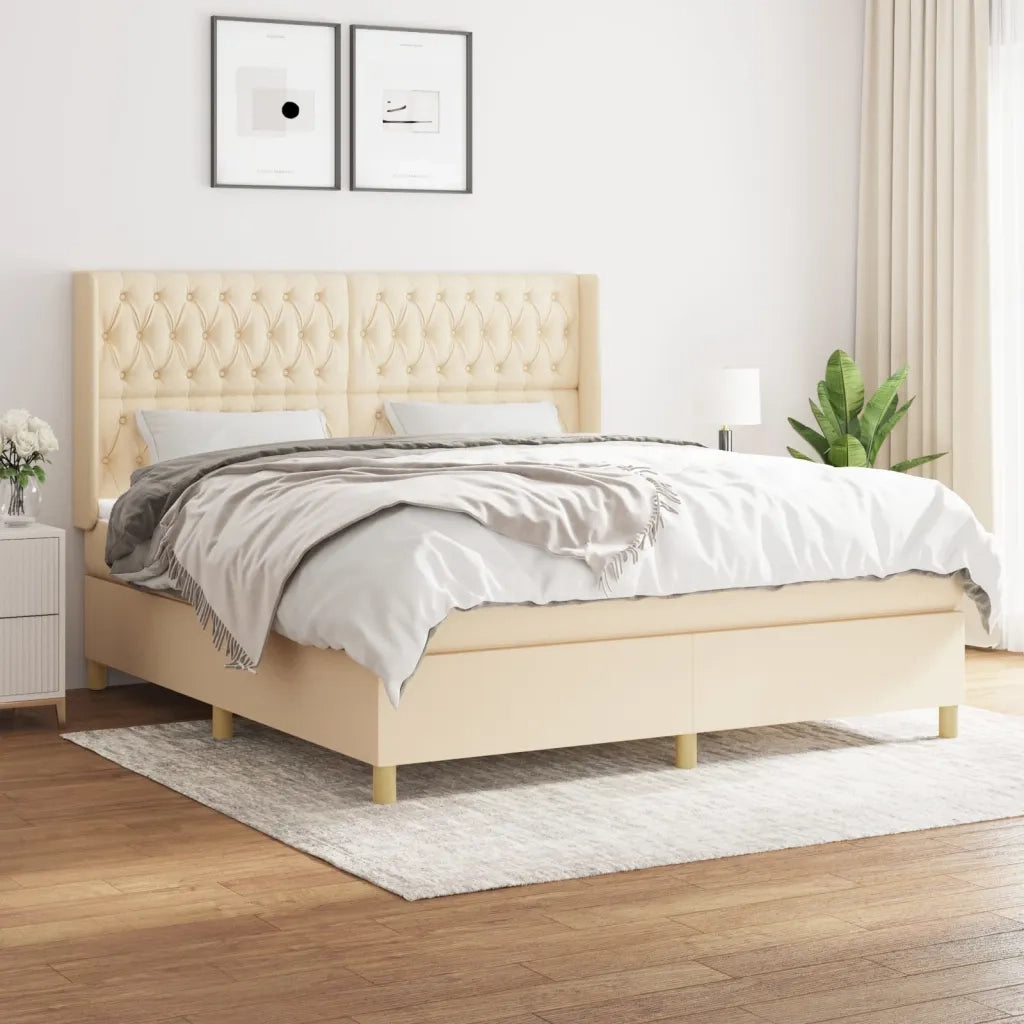 Giroletto a Molle con Materasso Crema 180x200 cm in Tessuto 3132254