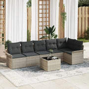 Set Divano da Giardino 7 pcs Grigio chiaro polyrattan 3345392