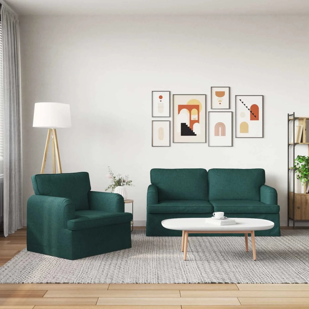 Divano 2 pcs Verde Scuro 162 x 80 x 85 cm Tessuto