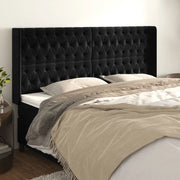 Testiera ad Orecchio-Testata con Orecchie Nera 203x16x118/128 cm in Velluto 539011