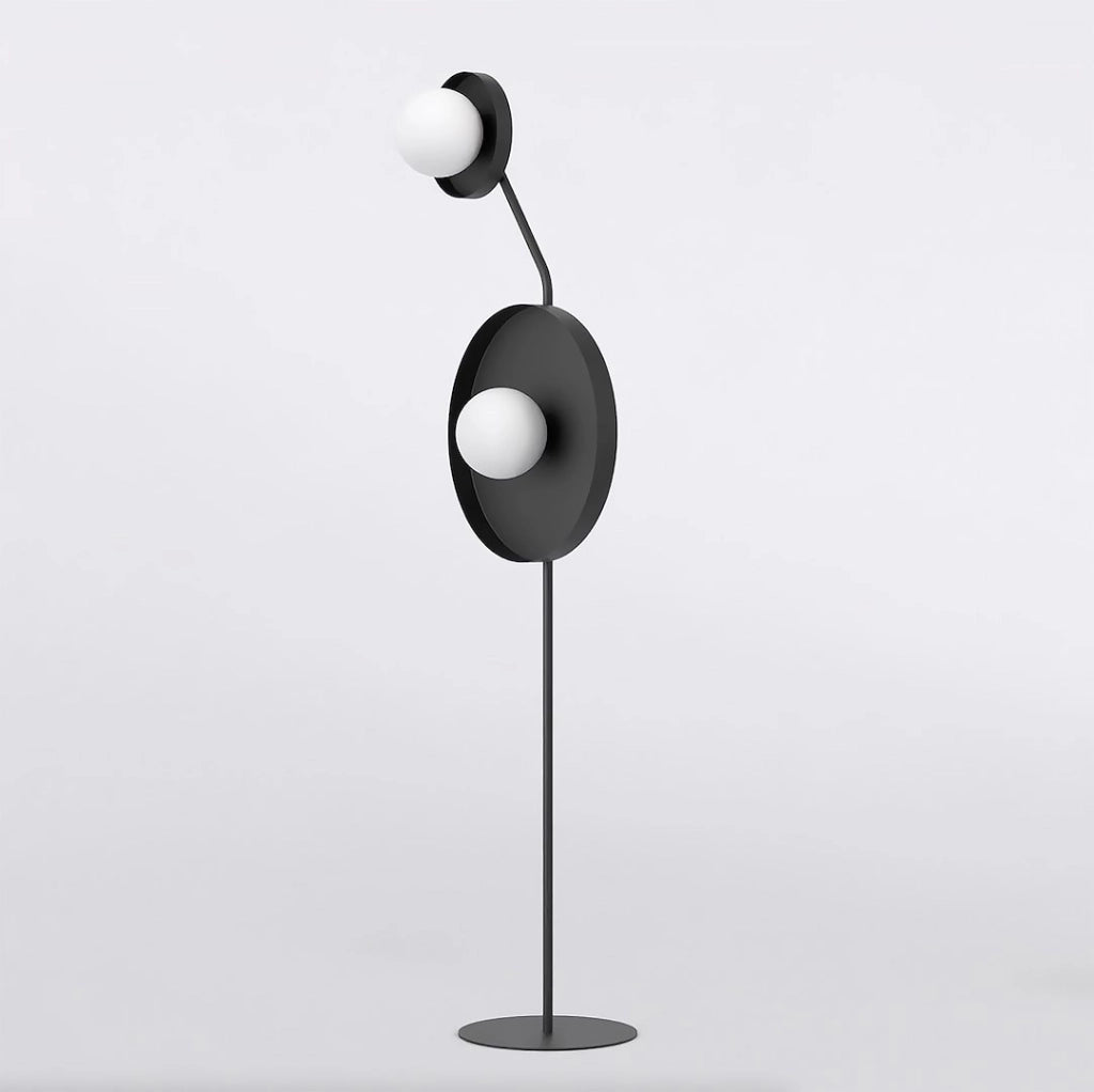Lampada da terra moderna nera a dischi 2xG9 8W KISS Emibig