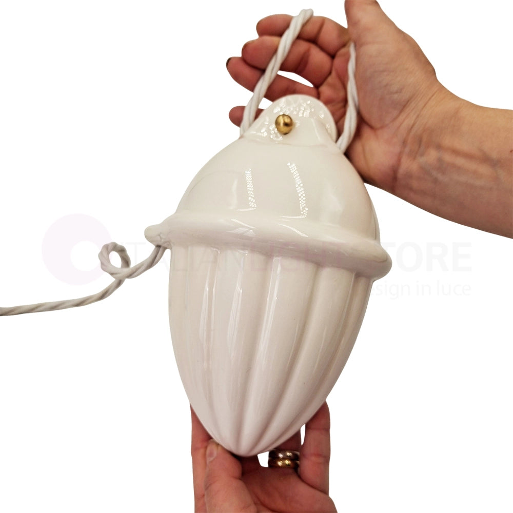 POMARANCE Lampadario Saliscendi in Ceramica Traforata Ø41 Rustico Country