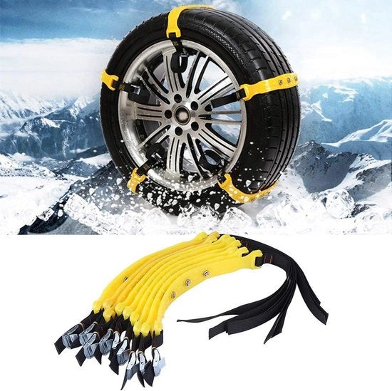 Set di catene per neve universale - 10 pezzi - chiodi antiscivolo - TPU resistente allo sfregio - compatibile con larghezza cinghia 185-225 mm - massima presa e trazione - catene per pneumatici invernali