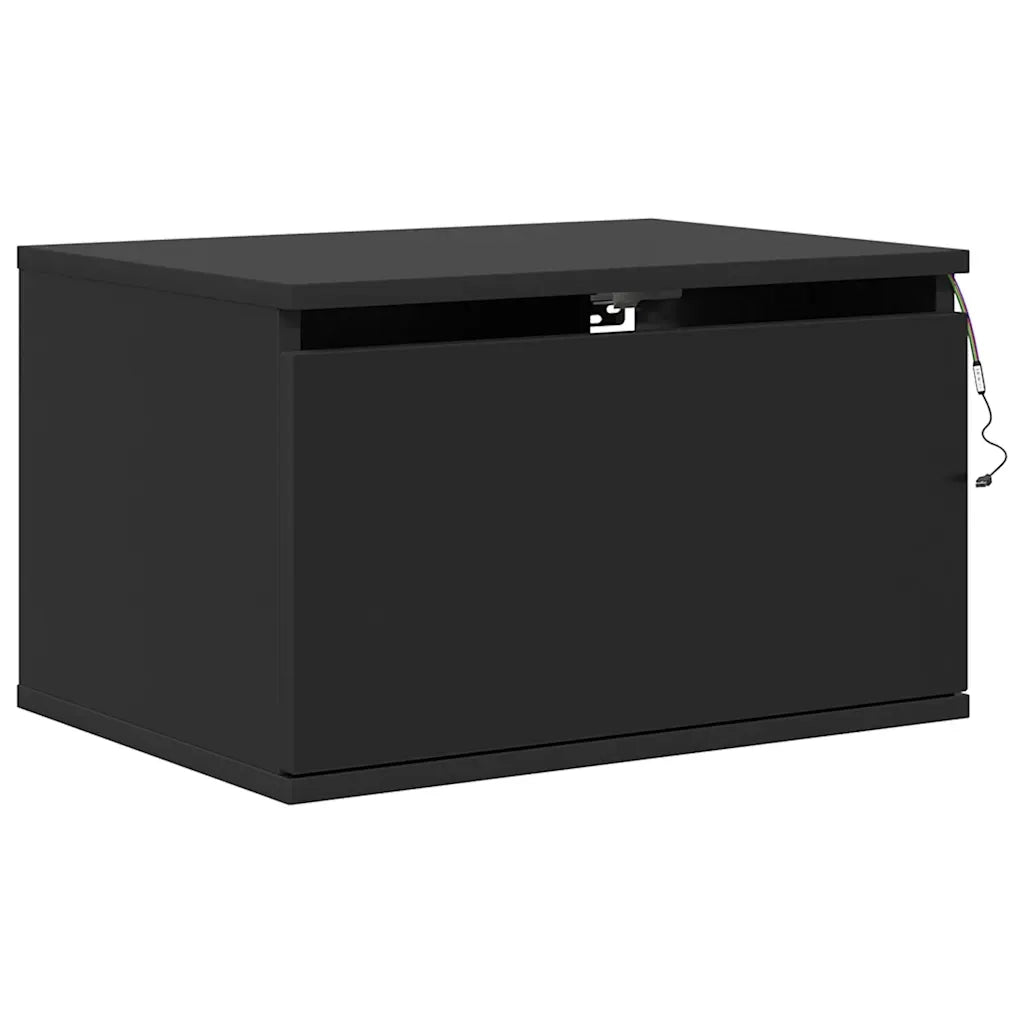 Comodino a Parete con Luci LED Nero 836828