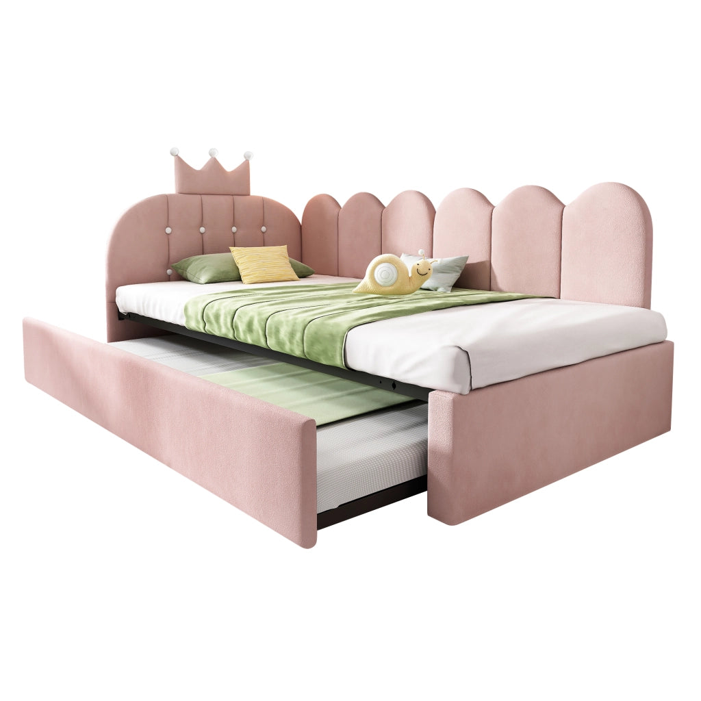 Letto sofa con letto estraibile velluto rosa 90x200 cm
