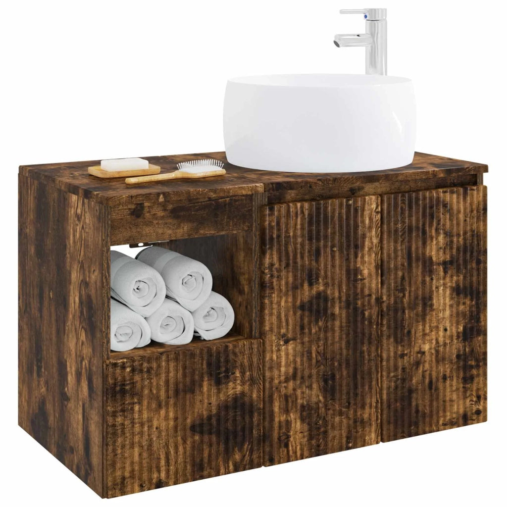 Set di mobili per il bagno 2 pz Rovere Fumo 3404099