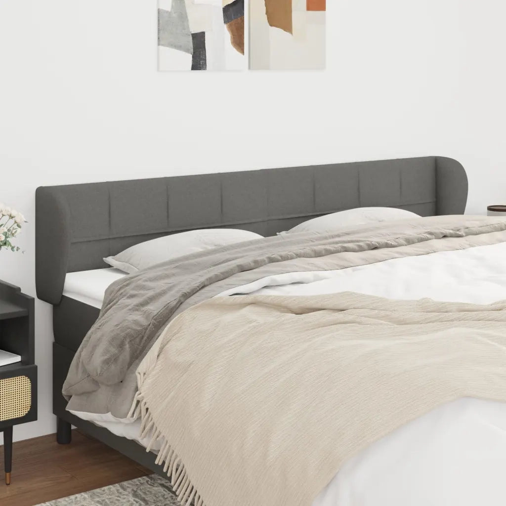 Testiera ad Orecchio-Testata con Orecchie Grigio Scuro 183x23x78/88 cm in Tessuto 692876