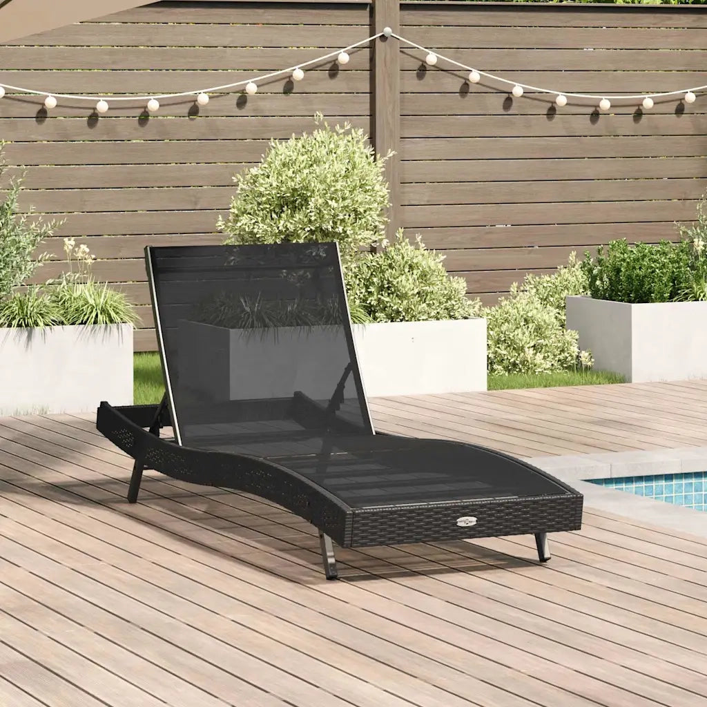 Lettino da sole Nero 197 x 70 x 82 cm polyrattan