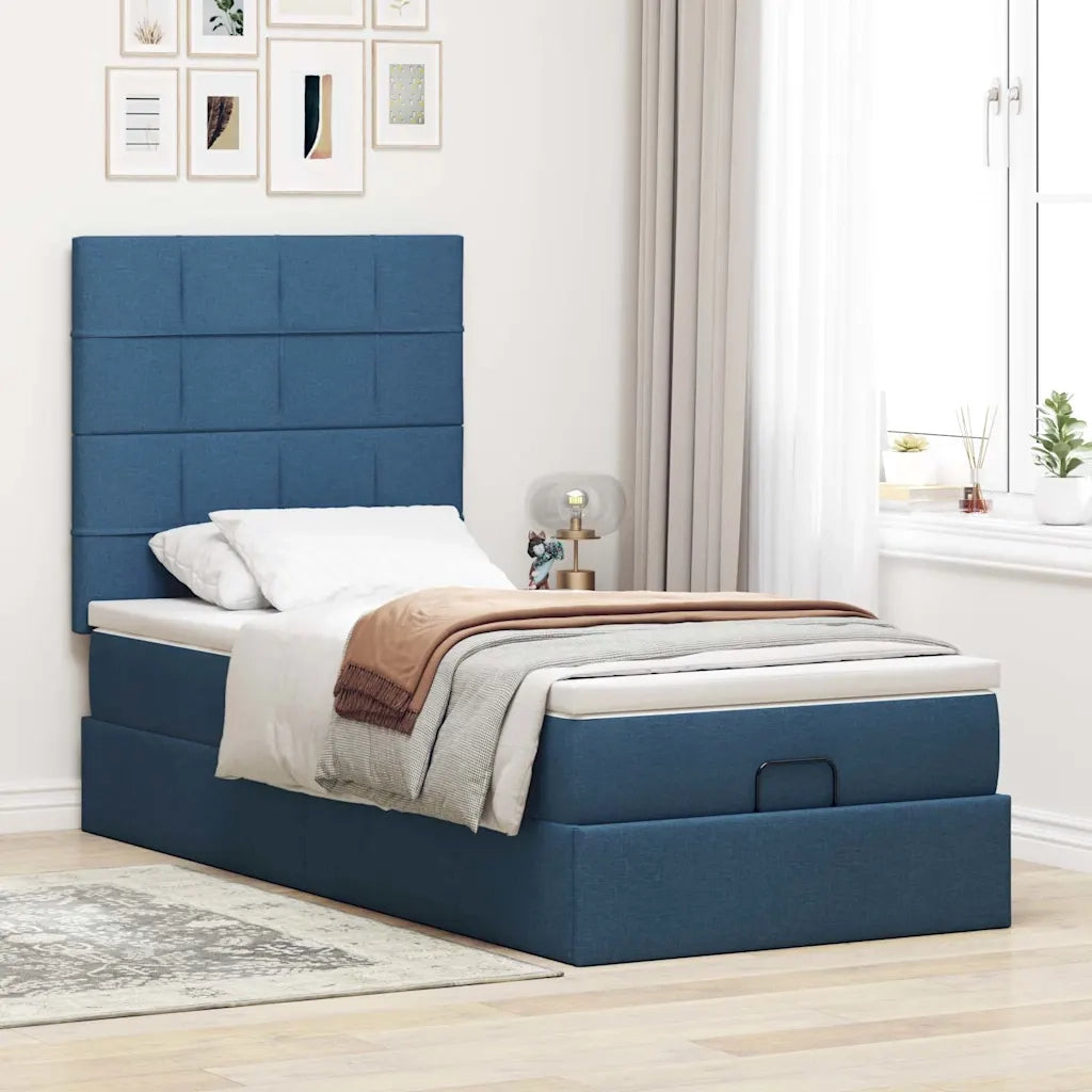 Pouf Letto con Materasso Blu 100x200 cm in Tessuto 3313139