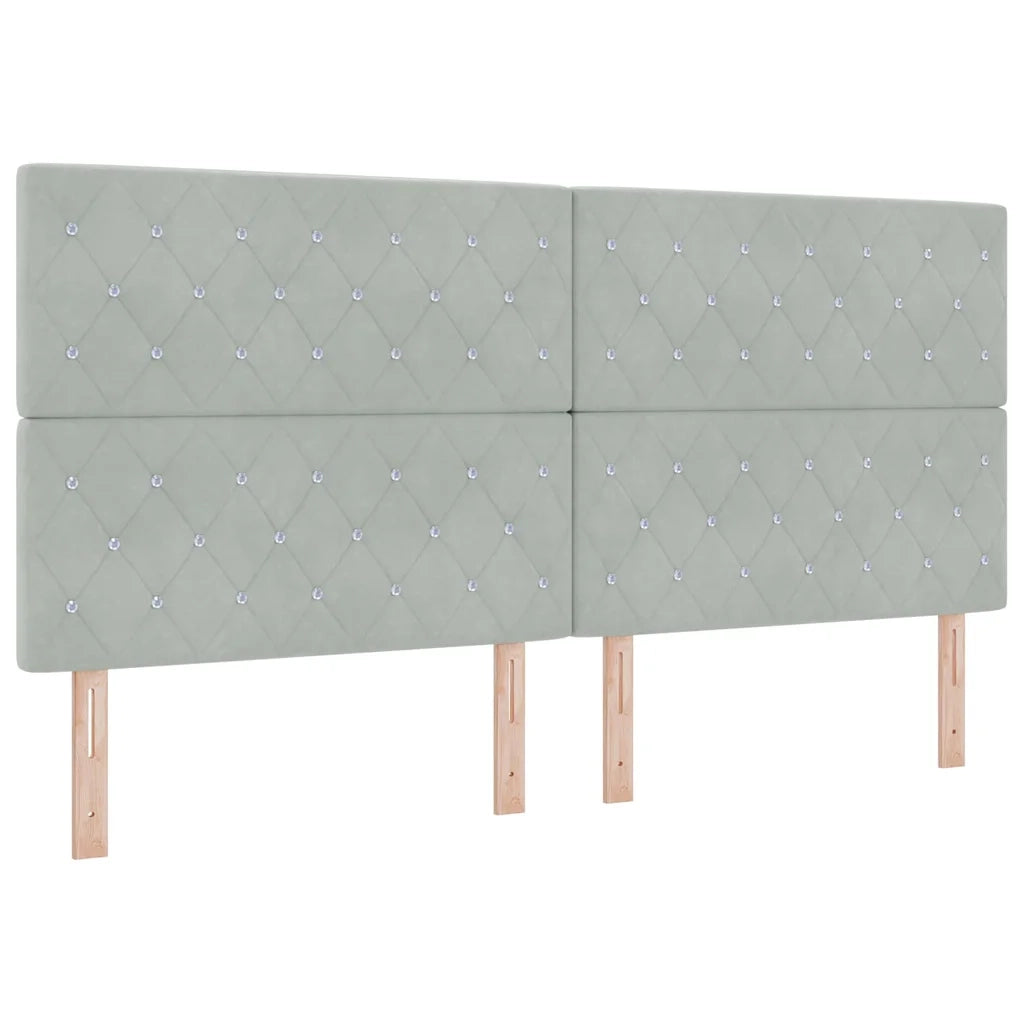 Testiera LED con strisce LED Grigio chiaro 200 cm Velluto 3338378