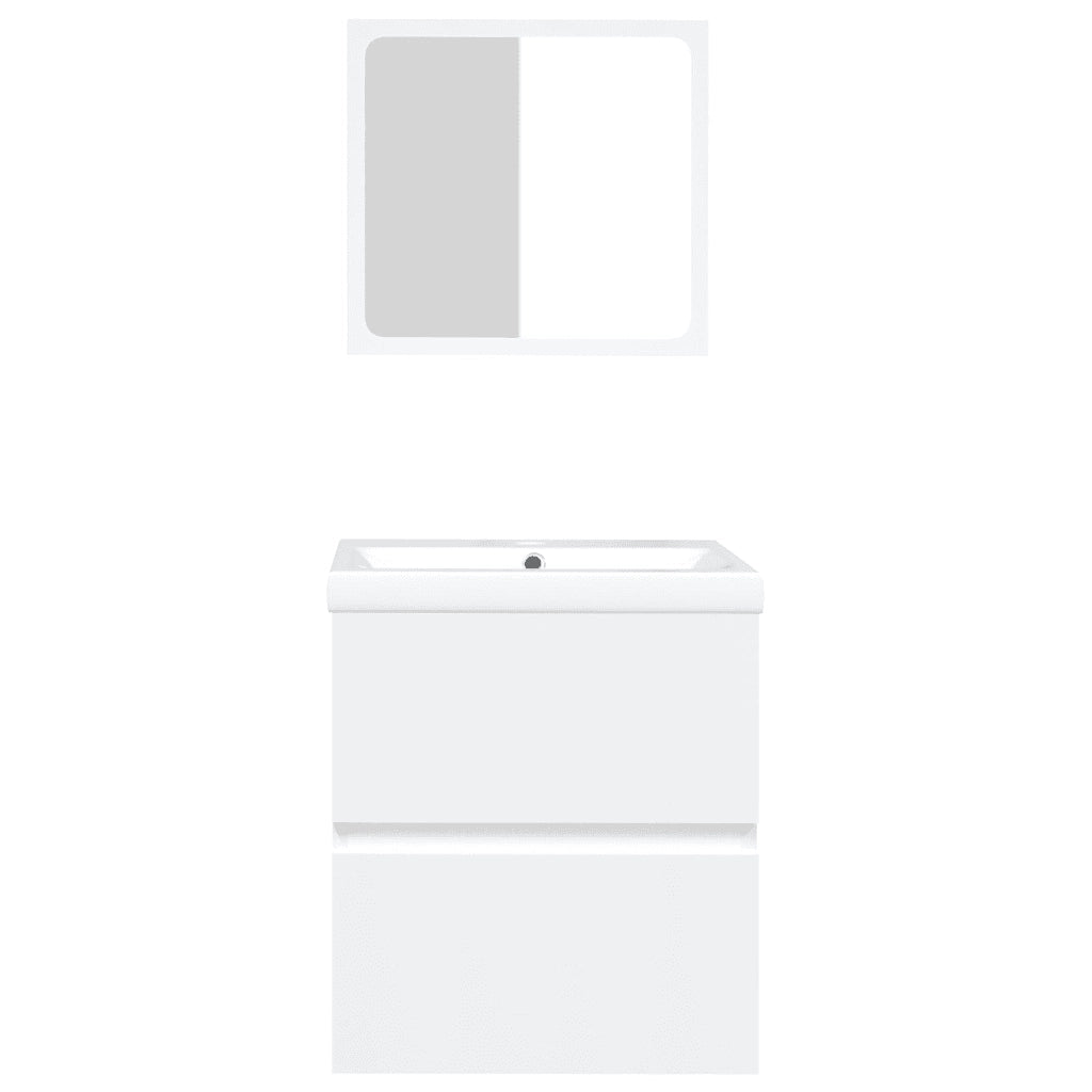 Mobile da Bagno con Lavabo e Specchio Bianco 3114171