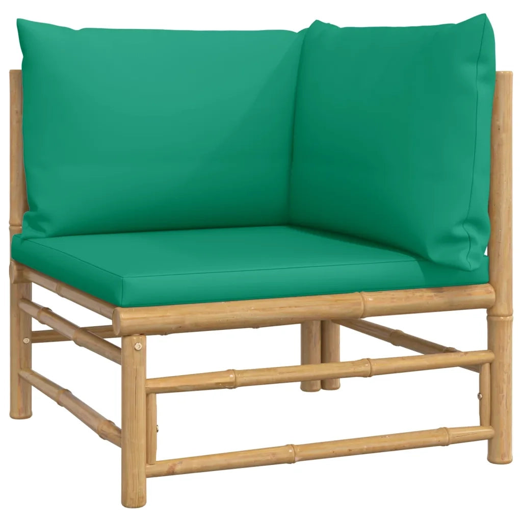 Set Salotto da Giardino 10pz con Cuscini Verdi Bambù 3155160