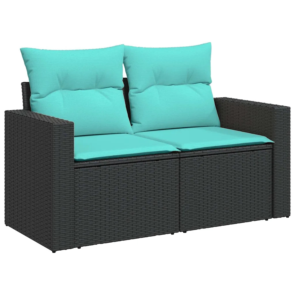 Set Divani da Giardino con Cuscini 7pz Nero Polyrattan 3327004