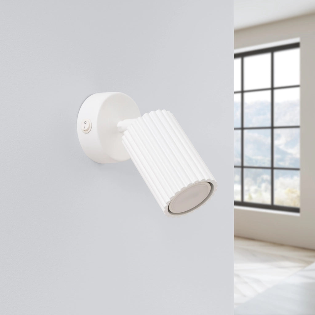 Lampada da parete KARBON bianca con interruttore