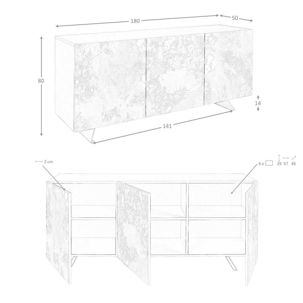Credenza in legno tortora metallizzato