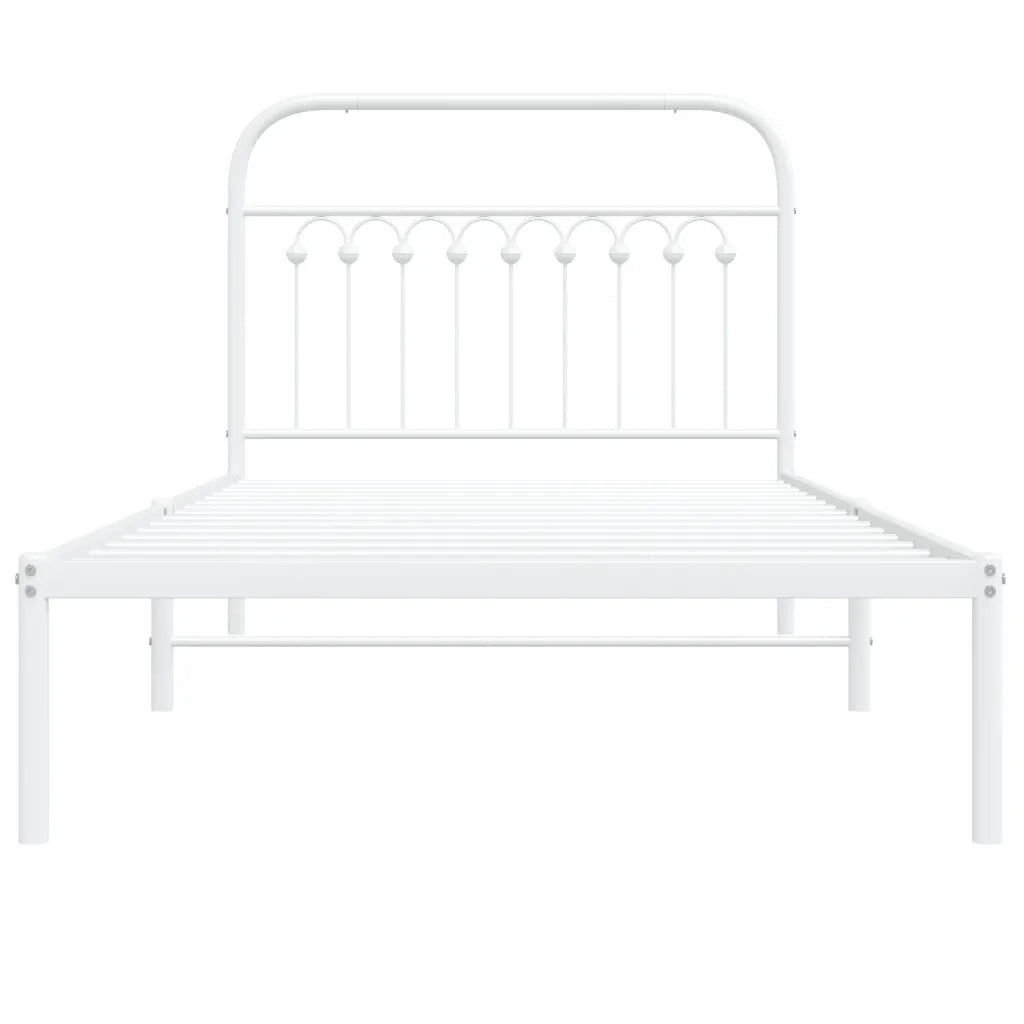 Giroletto con Testiera Metallo Bianco 100x200 cm 376644