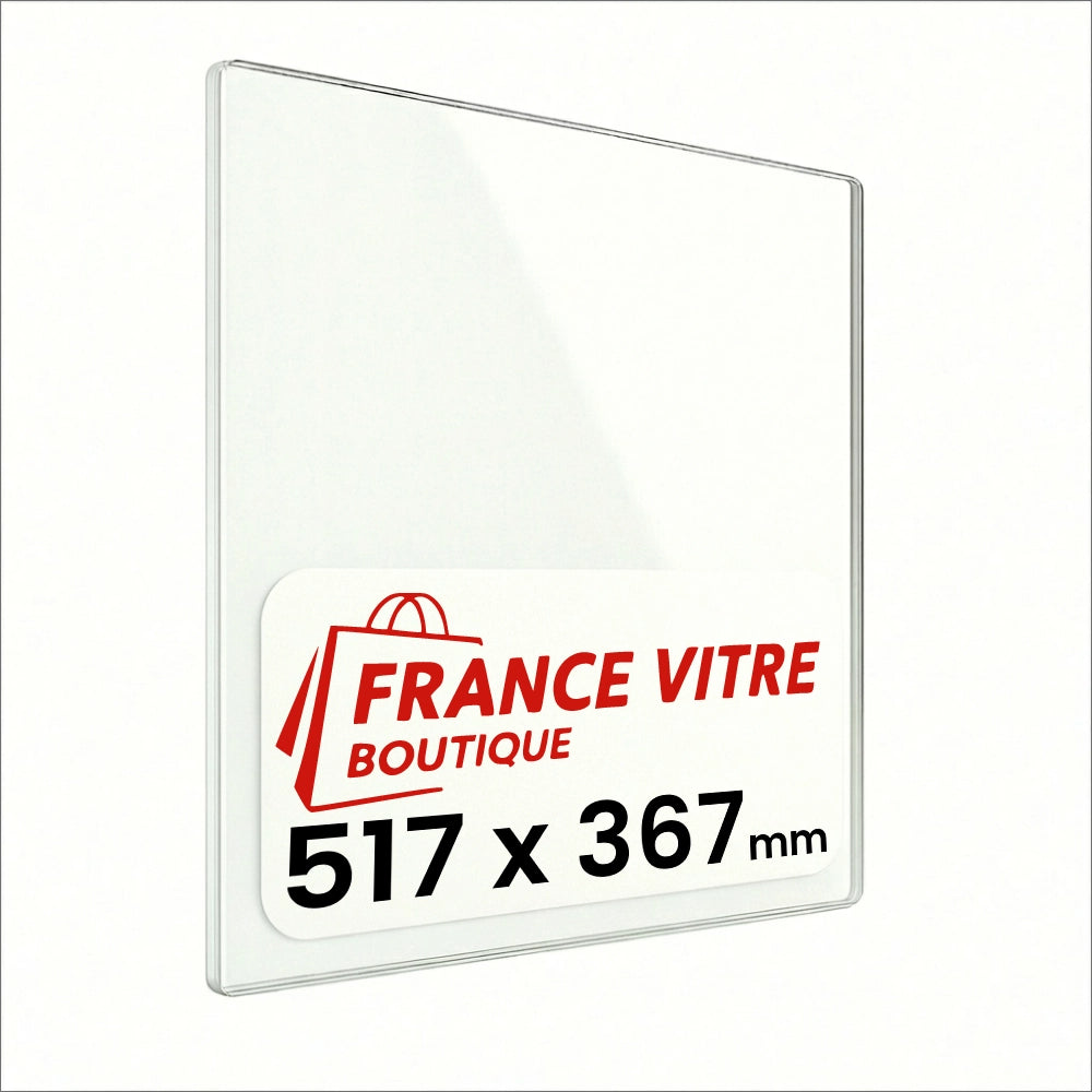 517 x 367 x 4 mm - Vetro per stufa a legna - vetro camino di ricambio - vetro per caminetto resistente al fuoco - France Vitre