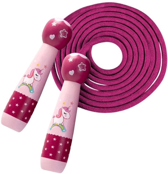 Springtouw per bambini - Verstelbare trapezista - Manubrio in legno - 2,6 metri - Saltellamento con corda in cotone - Adatto per 6 8 10 anni