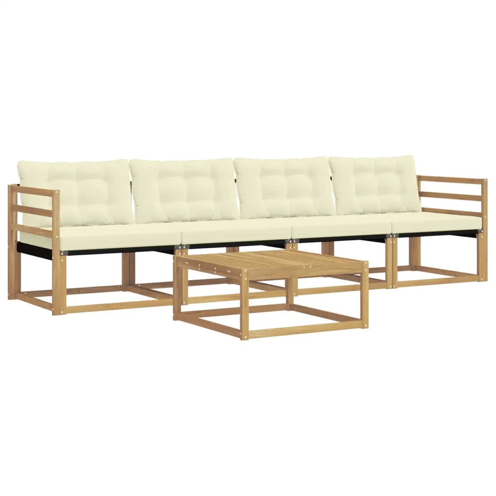 Set di divani da esterno 5 pz Bianco e Crema 3388384