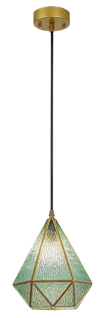 Lampada sospensione vintage oro vetro blu E14 Rabalux